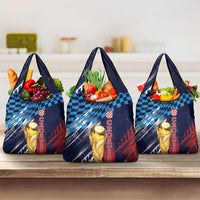 Croatia Football WC2026 Blue Grocery Bag Hrvatska Grunge Checkerboard - Wonder Print Shop