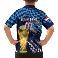 Croatia Football Custom WC2026 Blue Hawaiian Shirt Hrvatska Grunge Checkerboard - Wonder Print Shop