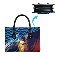 Croatia Football WC2026 Blue Leather Bag Hrvatska Grunge Checkerboard - Wonder Print Shop