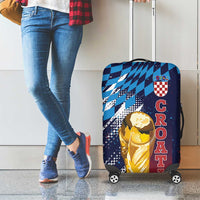 Croatia Football WC2026 Blue Luggage Cover Hrvatska Grunge Checkerboard - Wonder Print Shop