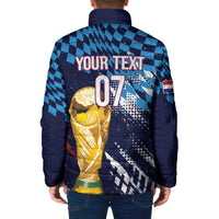 Croatia Football Custom WC2026 Blue Padded Jacket Hrvatska Grunge Checkerboard - Wonder Print Shop