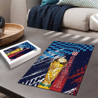 Croatia Football WC2026 Blue Puzzle Hrvatska Grunge Checkerboard - Wonder Print Shop