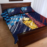 Croatia Football WC2026 Blue Quilt Bed Set Hrvatska Grunge Checkerboard - Wonder Print Shop