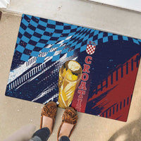 Croatia Football WC2026 Blue Rubber Doormat Hrvatska Grunge Checkerboard - Wonder Print Shop