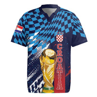Croatia Football Custom WC2026 Blue Rugby Jersey Hrvatska Grunge Checkerboard - Wonder Print Shop