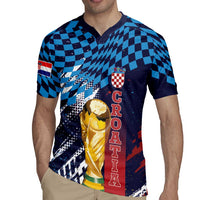 Croatia Football Custom WC2026 Blue Rugby Jersey Hrvatska Grunge Checkerboard - Wonder Print Shop