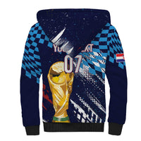 Croatia Football Custom WC2026 Blue Sherpa Hoodie Hrvatska Grunge Checkerboard - Wonder Print Shop