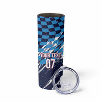 Croatia Football Custom WC2026 Blue Skinny Tumbler Hrvatska Grunge Checkerboard - Wonder Print Shop