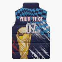 Croatia Football Custom WC2026 Blue Sleeveless Puffer Jacket Hrvatska Grunge Checkerboard - Wonder Print Shop