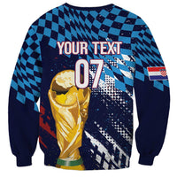 Croatia Football Custom WC2026 Blue Sweatshirt Hrvatska Grunge Checkerboard - Wonder Print Shop