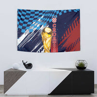 Croatia Football WC2026 Blue Tapestry Hrvatska Grunge Checkerboard - Wonder Print Shop
