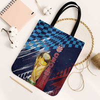 Croatia Football WC2026 Blue Tote Bag Hrvatska Grunge Checkerboard - Wonder Print Shop