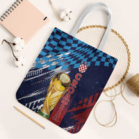 Croatia Football WC2026 Blue Tote Bag Hrvatska Grunge Checkerboard - Wonder Print Shop