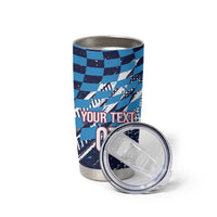 Croatia Football Custom WC2026 Blue Tumbler Cup Hrvatska Grunge Checkerboard - Wonder Print Shop