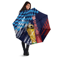 Croatia Football WC2026 Blue Umbrella Hrvatska Grunge Checkerboard - Wonder Print Shop