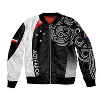 Personalised New Zealand Rugby Sleeve Zip Bomber Jacket Aotearoa World Cup 2023 Champions - Wonder Print Shop
