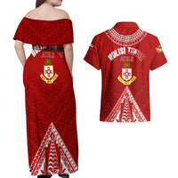 Personalised Kolisi Tonga Atele Couples Matching Off Shoulder Maxi Dress and Hawaiian Shirt Tongan Kupesi - Special LT7 - Wonder Print Shop