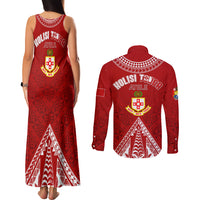 Personalised Kolisi Tonga Atele Couples Matching Tank Maxi Dress and Long Sleeve Button Shirts Tongan Kupesi - Special LT7 - Wonder Print Shop