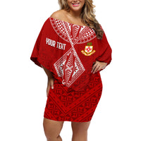 Personalised Kolisi Tonga Atele Off Shoulder Short Dress Tongan Kupesi - Special - Wonder Print Shop