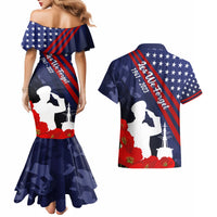 Pearl Harbor Remembrance Day Couples Matching Mermaid Dress and Hawaiian Shirt Poppy Mix Style LT7 - Wonder Print Shop