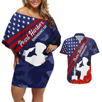 Pearl Harbor Remembrance Day Couples Matching Off Shoulder Short Dress and Hawaiian Shirt Poppy Mix Style LT7 - Wonder Print Shop