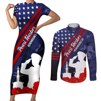 Pearl Harbor Remembrance Day Couples Matching Short Sleeve Bodycon Dress and Long Sleeve Button Shirt Poppy Mix Style LT7 - Wonder Print Shop