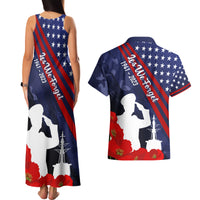 Pearl Harbor Remembrance Day Couples Matching Tank Maxi Dress and Hawaiian Shirt Poppy Mix Style LT7 - Wonder Print Shop