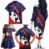 Pearl Harbor Remembrance Day Family Matching Off Shoulder Long Sleeve Dress and Hawaiian Shirt Poppy Mix Style - Wonder Print Shop