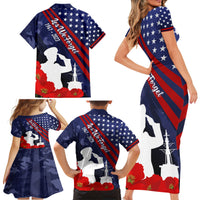 Pearl Harbor Remembrance Day Family Matching Short Sleeve Bodycon Dress and Hawaiian Shirt Poppy Mix Style - Wonder Print Shop