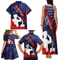 Pearl Harbor Remembrance Day Family Matching Tank Maxi Dress and Hawaiian Shirt Poppy Mix Style - Wonder Print Shop