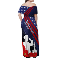 Pearl Harbor Remembrance Day Off Shoulder Maxi Dress Poppy Mix Style - Wonder Print Shop