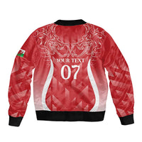 Wales Rugby Personalised Bomber Jacket Heraldic Dragon Basic Red