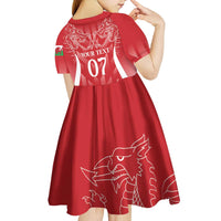 Wales Rugby Personalised Kid Short Sleeve Dress Heraldic Dragon Basic Red - Wonder Print Shop