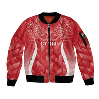 Wales Rugby Personalised Sleeve Zip Bomber Jacket Heraldic Dragon Basic Red - Wonder Print Shop