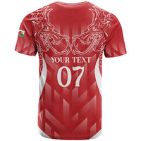 Wales Rugby Personalised T Shirt Heraldic Dragon Basic Red - Wonder Print Shop