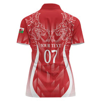 Wales Rugby Personalised Women Polo Shirt Heraldic Dragon Basic Red - Wonder Print Shop