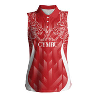Wales Rugby Personalised Women Sleeveless Polo Shirt Heraldic Dragon Basic Red - Wonder Print Shop