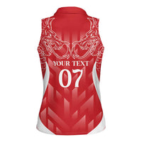 Wales Rugby Personalised Women Sleeveless Polo Shirt Heraldic Dragon Basic Red - Wonder Print Shop