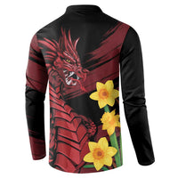 Wales Cymru Am Byth Button Sweatshirt Dragon & Daffodil