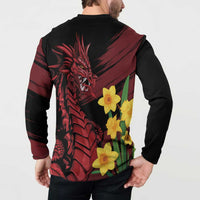 Wales Cymru Am Byth Button Sweatshirt Dragon & Daffodil