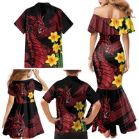 Wales Cymru Am Byth Family Matching Mermaid Dress and Hawaiian Shirt Dragon & Daffodil