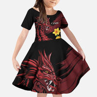 Wales Cymru Am Byth Family Matching Puletasi and Hawaiian Shirt Dragon & Daffodil