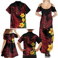 Wales Cymru Am Byth Family Matching Summer Maxi Dress and Hawaiian Shirt Dragon & Daffodil - Wonder Print Shop