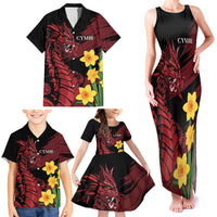 Wales Cymru Am Byth Family Matching Tank Maxi Dress and Hawaiian Shirt Dragon & Daffodil - Wonder Print Shop