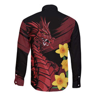 Wales Cymru Am Byth Long Sleeve Button Shirt Dragon & Daffodil