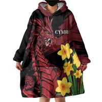 Wales Cymru Am Byth Wearable Blanket Hoodie Dragon & Daffodil - Wonder Print Shop