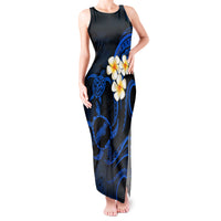 Hawaii Tank Maxi Dress Niihau Islands Polynesian Sunset Plumeria Blue Vibe - Wonder Print Shop