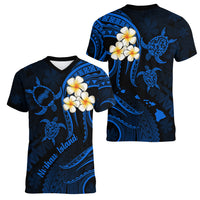 Hawaii Women V Neck T Shirt Niihau Islands Polynesian Sunset Plumeria Blue Vibe - Wonder Print Shop