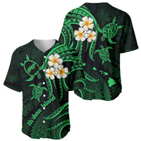 Hawaii Baseball Jersey Niihau Islands Polynesian Sunset Plumeria Green Vibe LT9 - Wonder Print Shop
