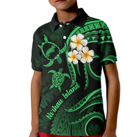 Hawaii Kid Polo Shirt Niihau Islands Polynesian Sunset Plumeria Green Vibe - Wonder Print Shop